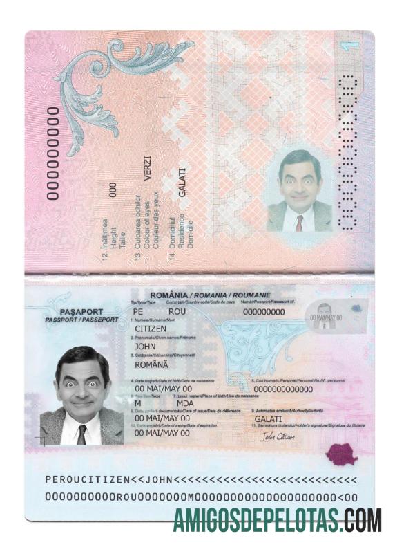 Passaporte Romênia 2021 Presente exemplo